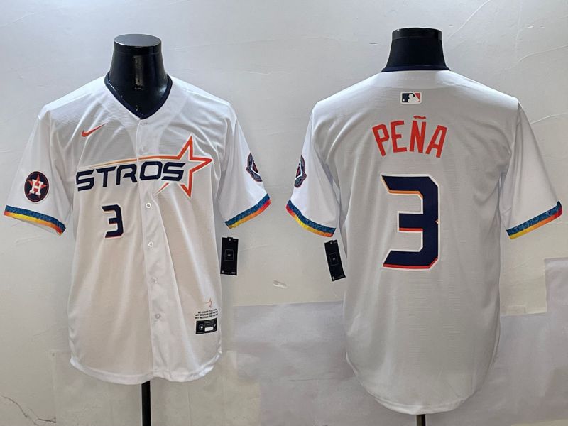 Men Houston Astros #3 Pena White Fourth generation Joint Name 2025 Nike MLB Jersey style 6